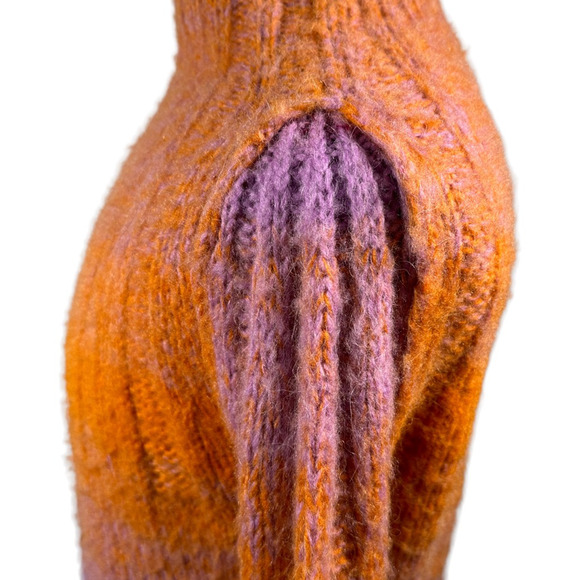 Anthropologie Ombre Chunky Sweater Womens XXS Orange Pink Pullover Mock Neck - Picture 6 of 12